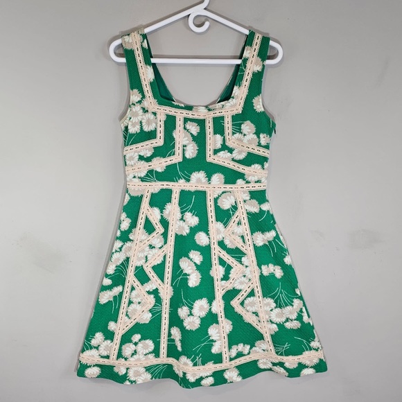 Anthropologie MAEVE Boho Green Floral Dress Sz. 8 - Picture 2 of 13